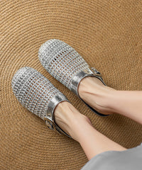Original Design Silver Hollow Out Slide Sandals