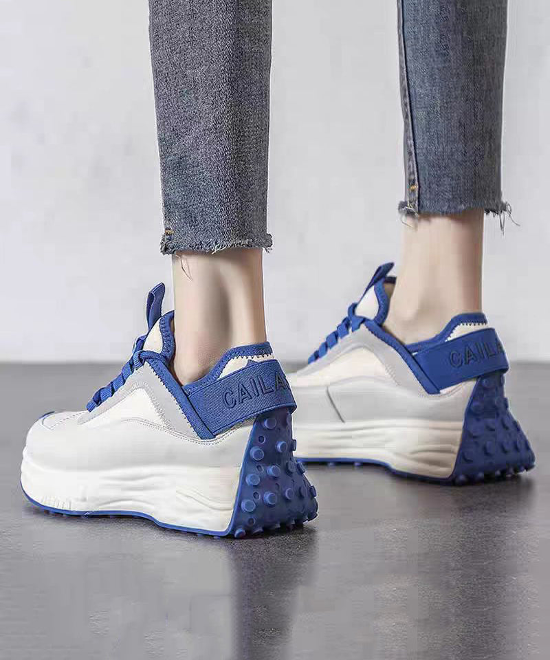 Casual Blue Lace Up Splicing Platform Shoes