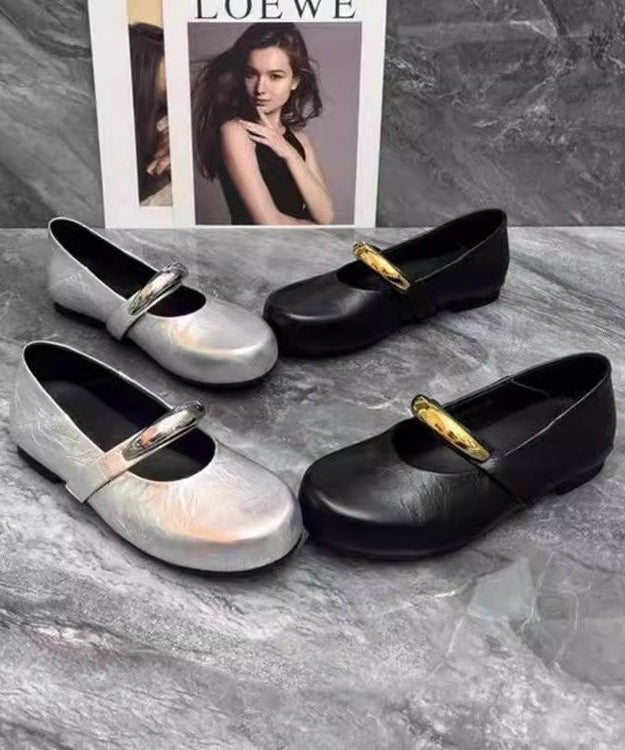 Beautiful Splicing Comfy Flat Shoes Black Faux Leather