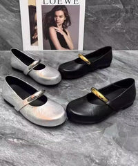 Beautiful Splicing Comfy Flat Shoes Black Faux Leather