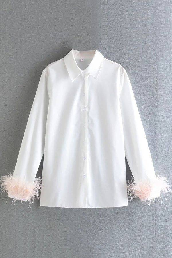 Feather Long-sleeved Casual Loose Shirt