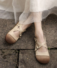 Boutique Cross Strap Splicing Flat Shoes Grey Cowhide Leather