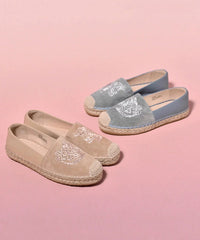 New Apricot Suede Embroidered Splicing Loafer Shoes