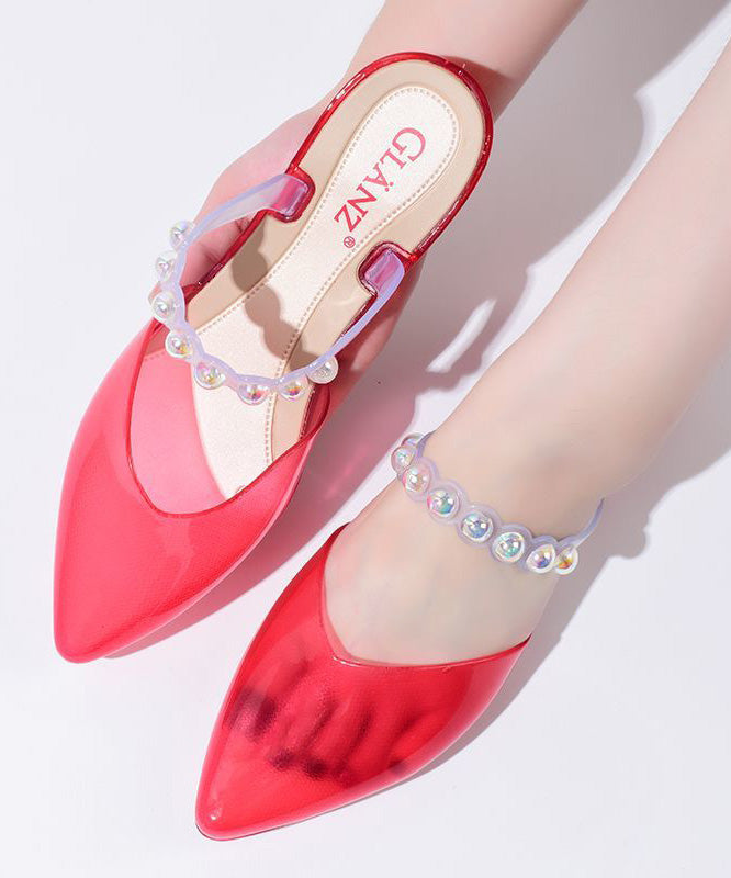 Purple Nail Bead Splicing Slide Sandals Pointed Toe