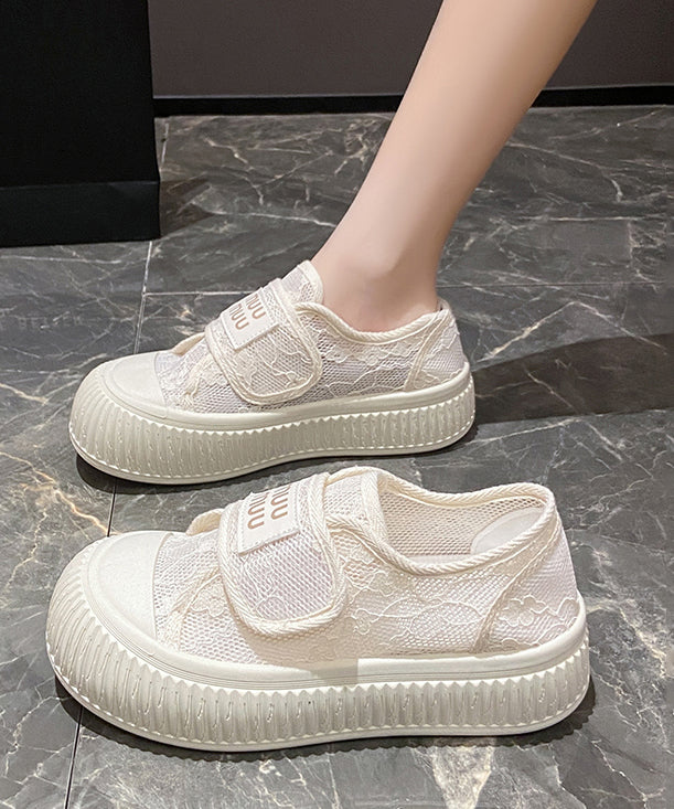 Casual Comfy Beige Breathable Mesh Splicing Flats