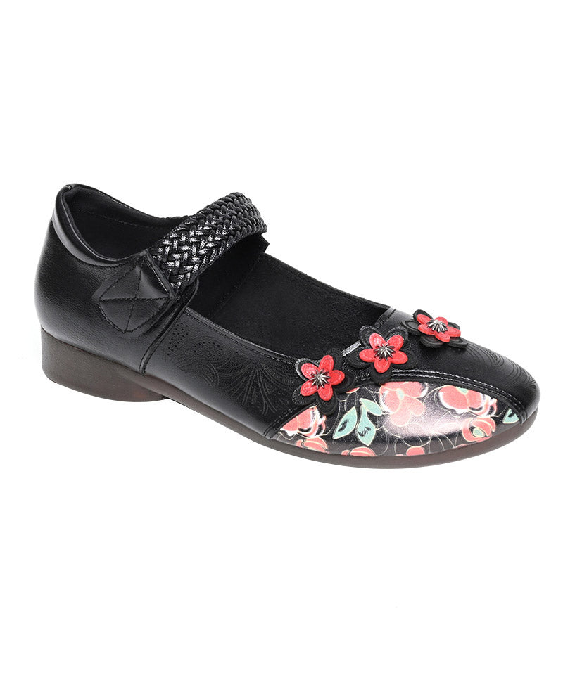 Khaki Genuine Leather Soft Splicing Flat Shoes