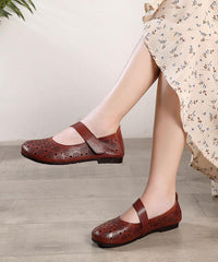 Hollow Out Brown Flat Feet Shoes Buckle Strap Flat Shoes