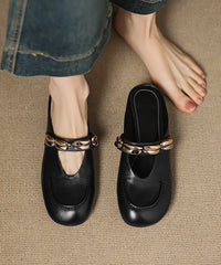 Pink Splicing Cowhide Leather Slide Sandals