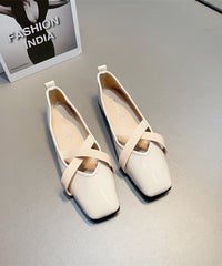 Wine Red Faux Leather Flat Shoes For Splicing Cross Strap