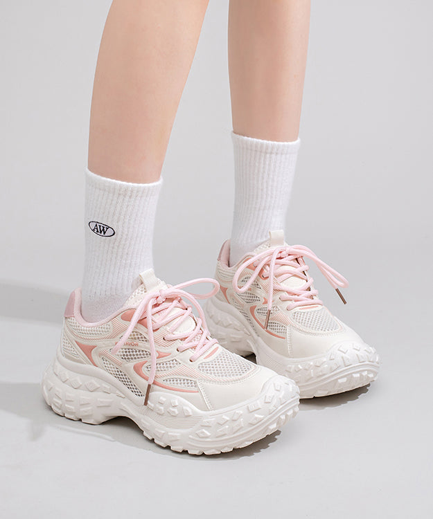 Stylish Lace Up Splicing Platform Blue Breathable Mesh Sport Shoes