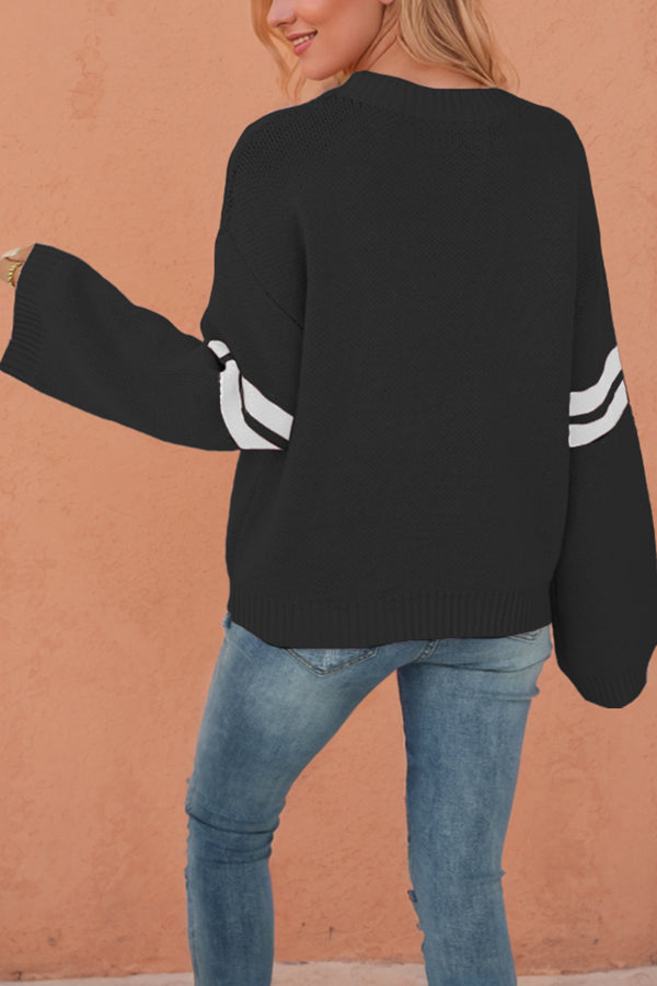 Heart-shaped Jacquard Long-sleeved Loose Knit Sweater