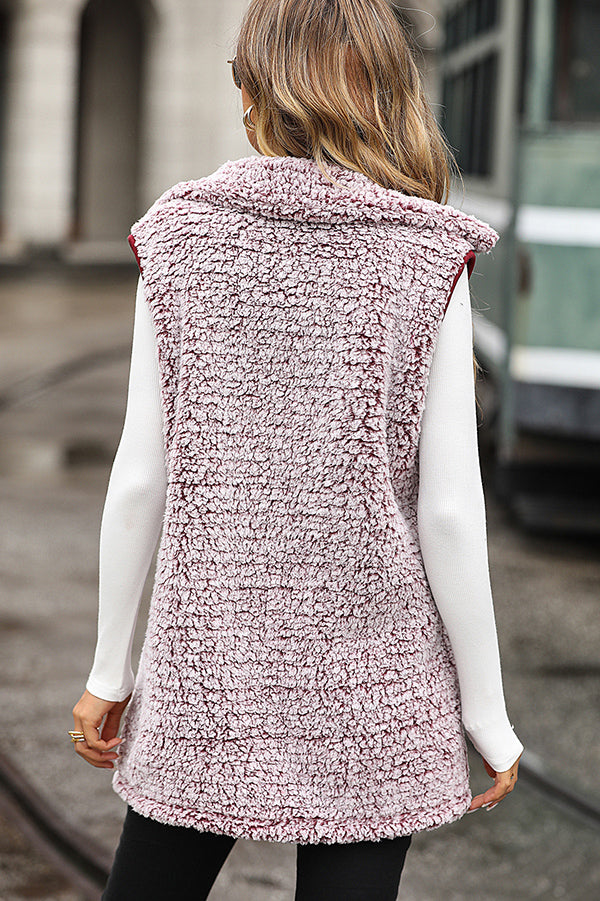 Lapel Sleeveless Pocket Loose Casual Long Vest Coat