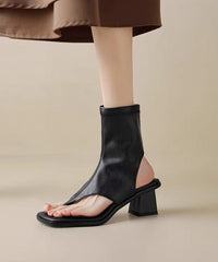 Chic Splicing Chunky Flip Flops Boots Brown Faux Leather