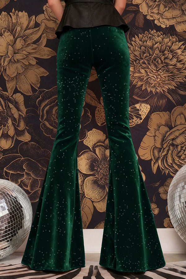 Velvet High-waisted Draped Casual Flared Pants