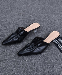 Rose Chunky Heels Slide Sandals Pointed Toe