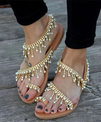 Summer Roman Handmade Beaded Flat Sandals
