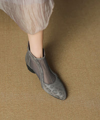 Handmade Splicing Chunky Boots Black Breathable Mesh