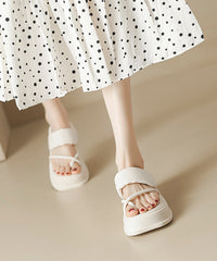 Black Thong Sandals Platform Faux Leather Splicing