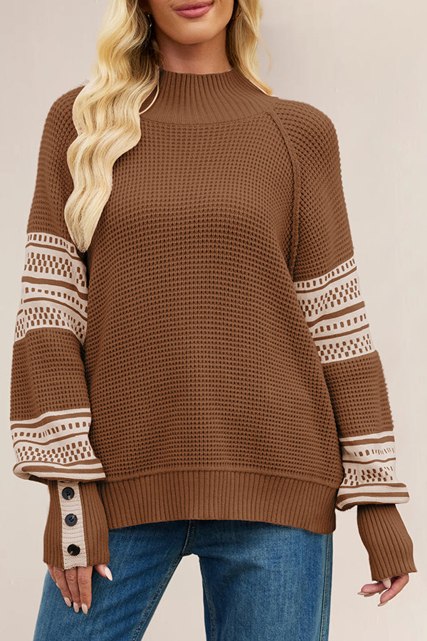 Color-blocked Loose Long-sleeved Knit Sweater