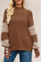 Color-blocked Loose Long-sleeved Knit Sweater