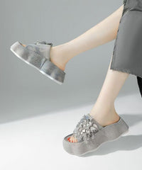 Boutique Tassel Zircon Platform Slide Sandals