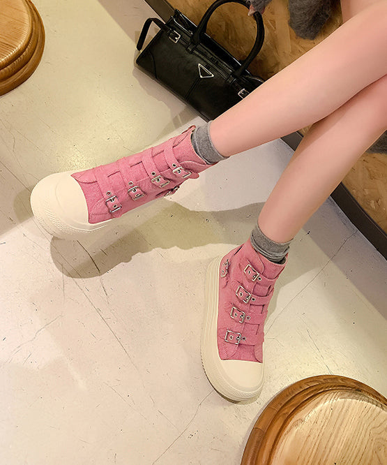 Casual Platform Canvas Boots Pink