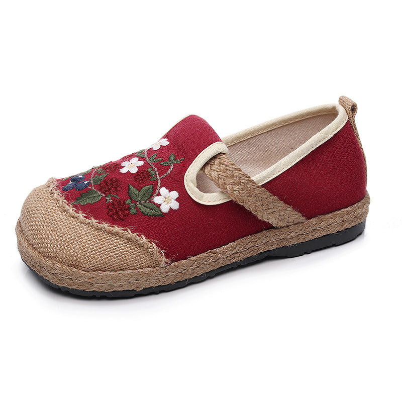 Retro Floral Embroidery Linen Casual Shoes