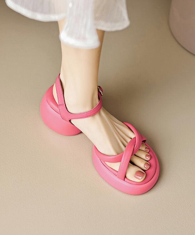 Stylish Rose Splicing Chunky Sandals Peep Toe
