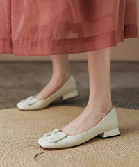 Green Comfy Cowhide Leather Splicing Flat Shoes