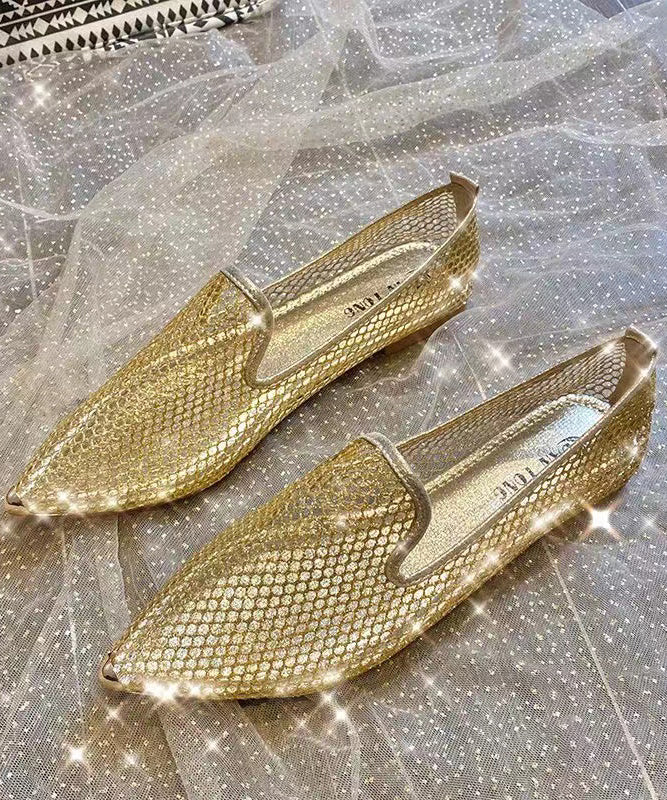 Comfortable Flat Feet Shoes Black Pointed Toe Hollow Out