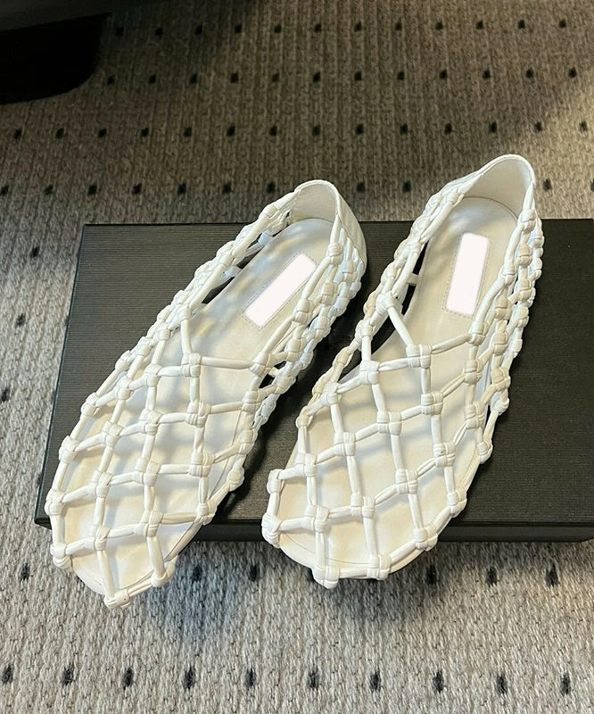 Stylish Red Cowhide Leather Splicing Hollow Out Walking Sandals