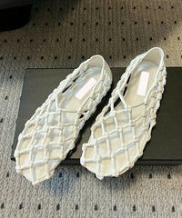 Stylish Red Cowhide Leather Splicing Hollow Out Walking Sandals