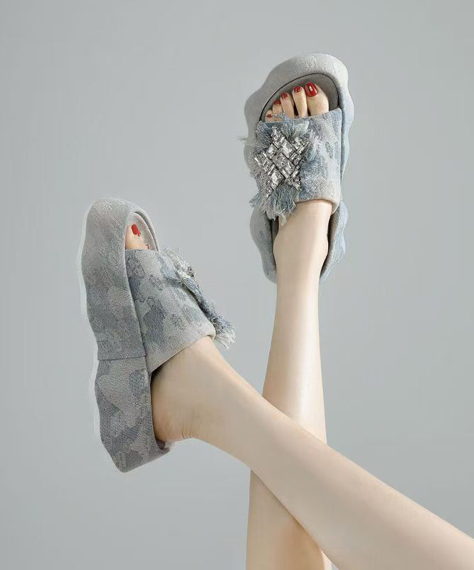 Boutique Tassel Zircon Platform Slide Sandals