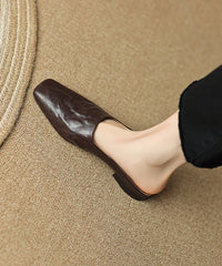 Comfy Brown Splicing Slide Sandals Square Toe