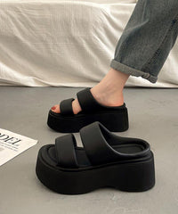 Faux Leather Splicing Silver Platform Slide Sandals Peep Toe