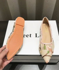 Spring Summer Embroidery Mesh Flat Shoes