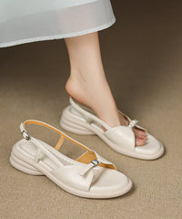 Splicing Chunky Sandals Pink Sheepskin Peep Toe