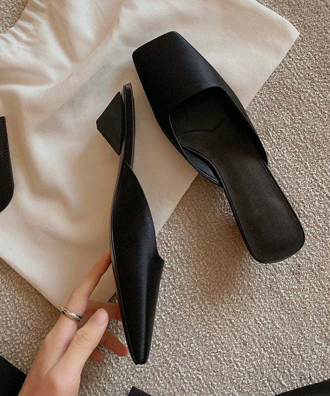 French Satin Fluorescent Green Slide Sandals