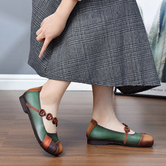 Summer Retro Color Matching Leather Casual Shoes