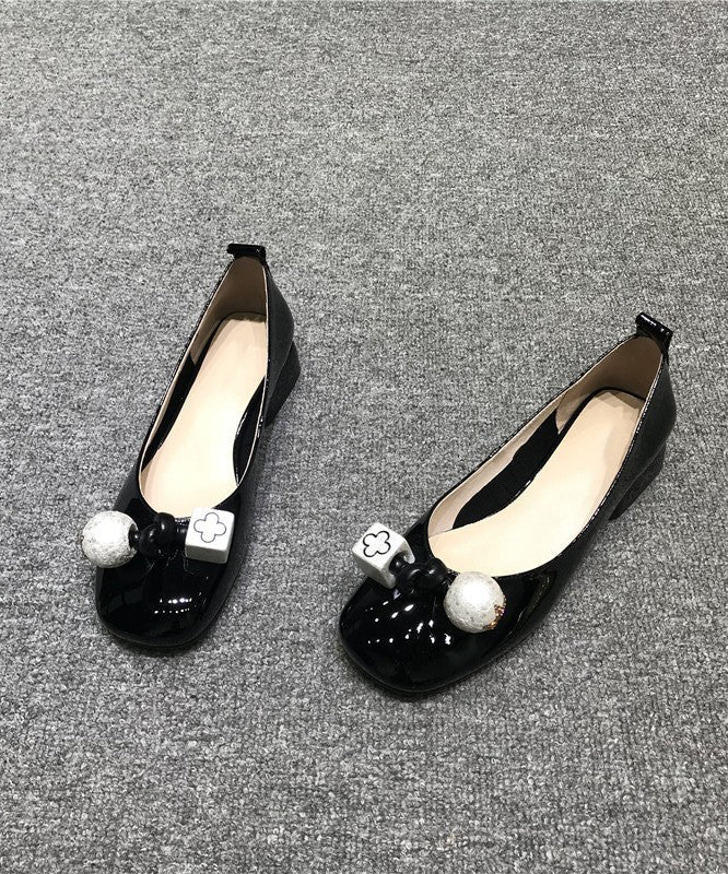 Chic Comfy Bow Splicing Flats Yellow Cowhide Leather