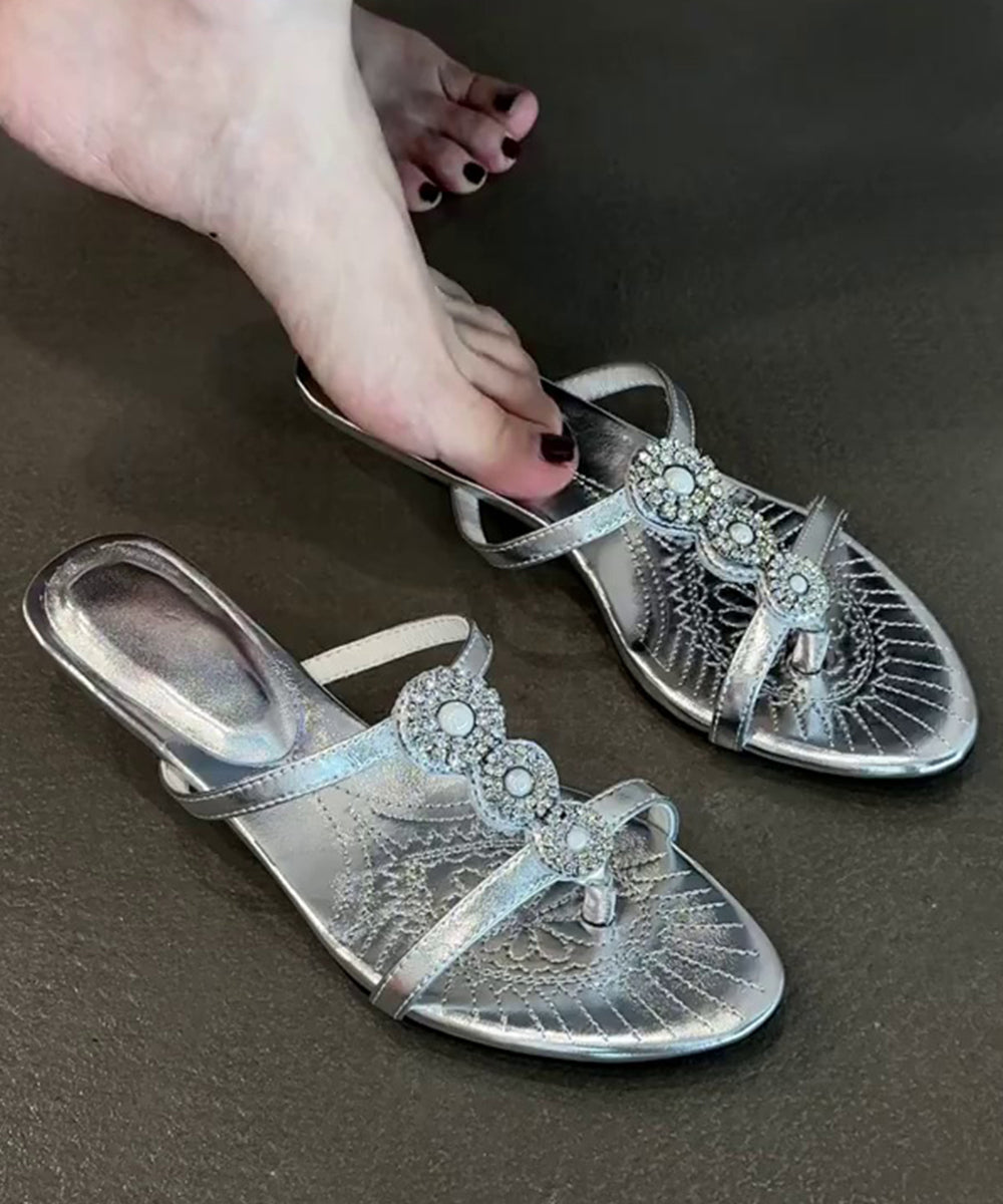 Black Wedge Suede Zircon Beautiful Splicing Slide Sandals