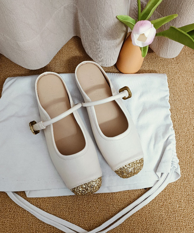 Silver Splicing Buckle Strap Sequins Slide Sandals