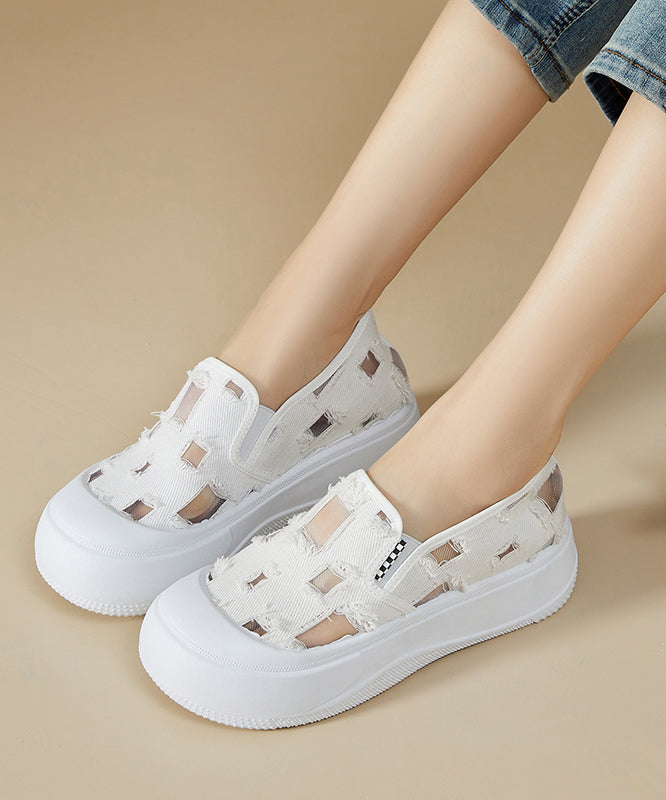 Yellow Splicing Platform Breathable Mesh Flats Shoes