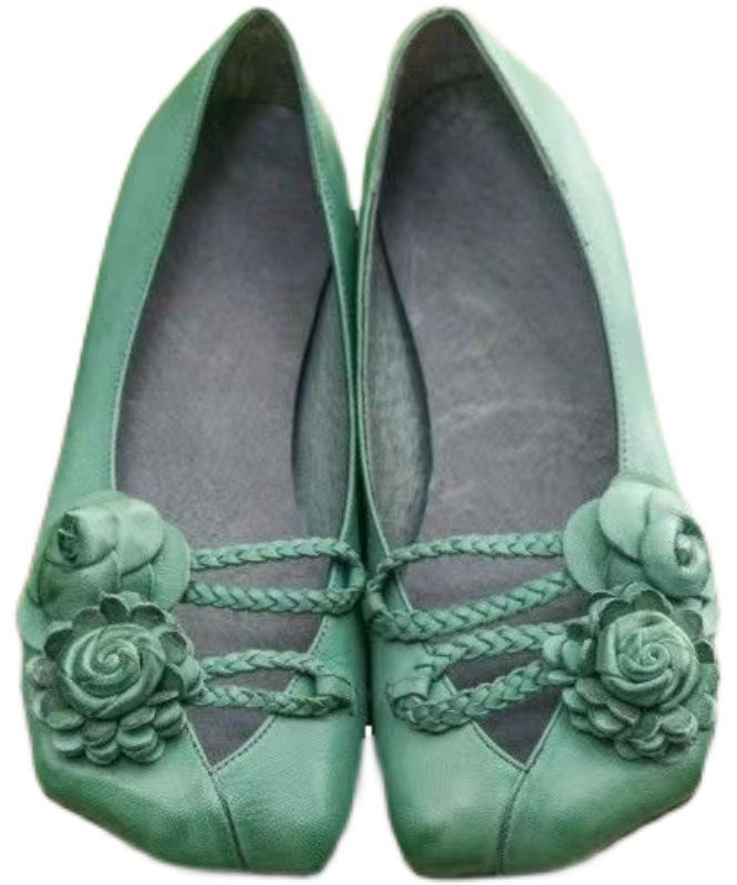 Khaki Floral Flat Shoes For Splicing Flat Feet Shoes