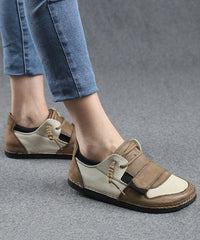 Casual Beige Flat Shoes For Splicing Flat Feet Shoes