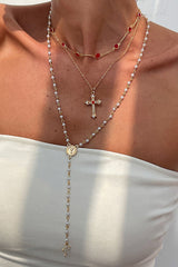 Diamond Cross Chain Elegant Multi-layered Necklace