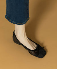 Black Bow Splicing Comfy Tulle Flat Shoes For