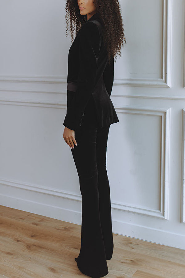 Delicate Daze Velvet High Rise Elastic Waist Flare Pants