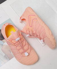 Women Pink Cotton Fabric Flat Shoes Splicing Cross Strap