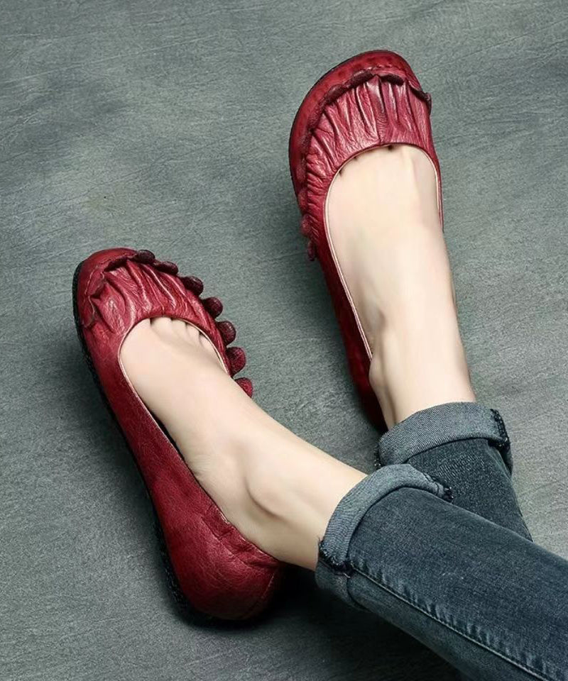 Handmade Retro Mulberry Flat Shoes For Cowhide Leather